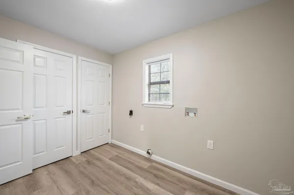 a view of a room with a garage