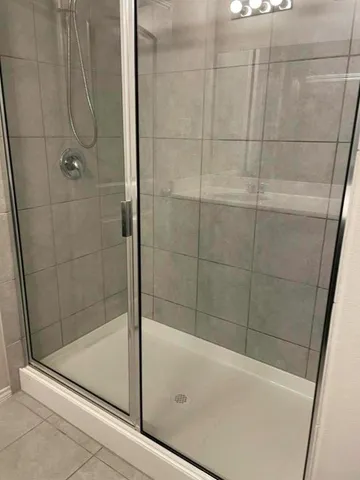 a bathroom with a shower