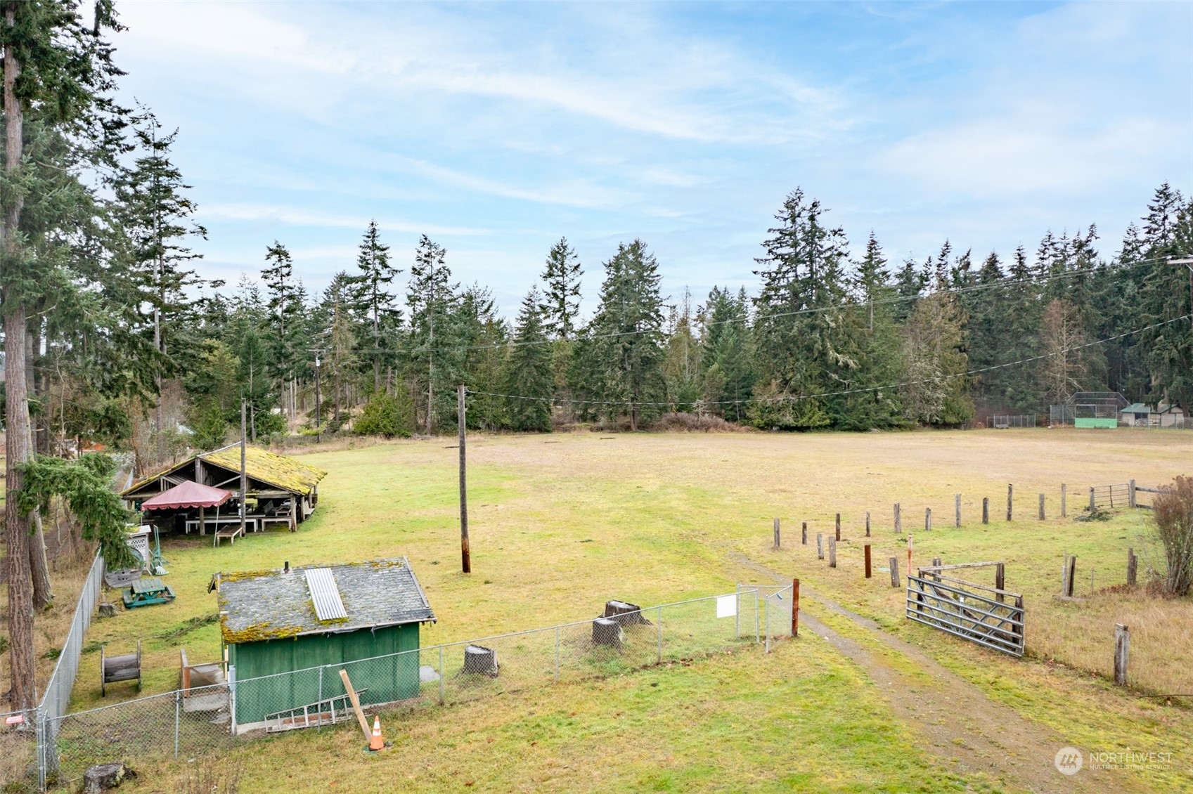 161 Lake Farm Road Port Angeles, WA 98362 - Photo 33 of 40 a view of swimming pool with seating area and trees in the background