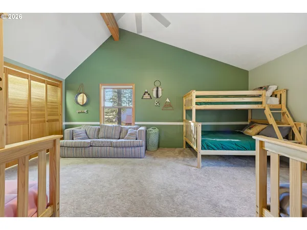 a bedroom with bunk bed