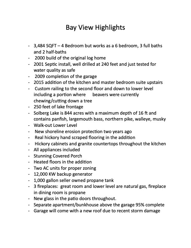 N10627 Bay View Lane Phillips, WI 54555 - Photo 74 of 74 Home Highlights