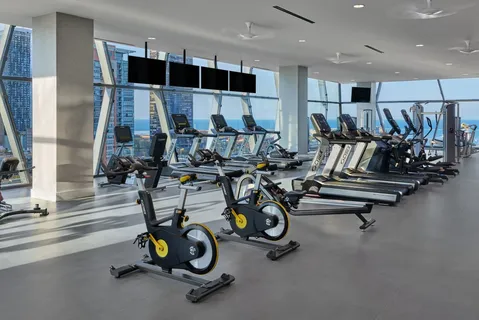 a view of a room with gym equipment