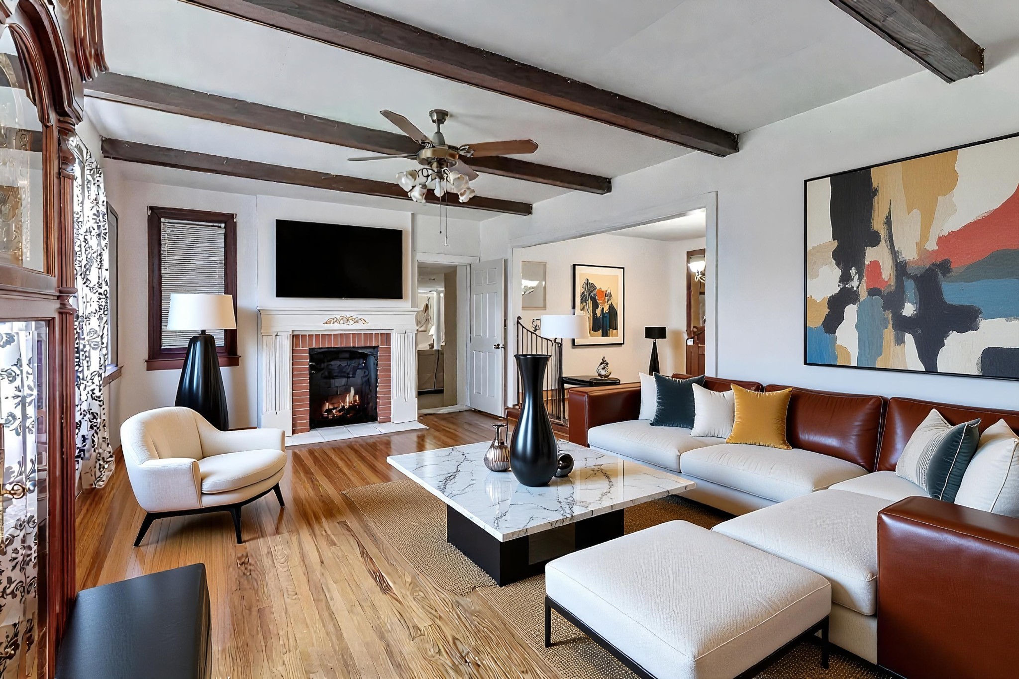 752 Florence Circle Madison, TN 37115 - Photo 3 of 59 a living room with furniture a fireplace and a flat screen tv