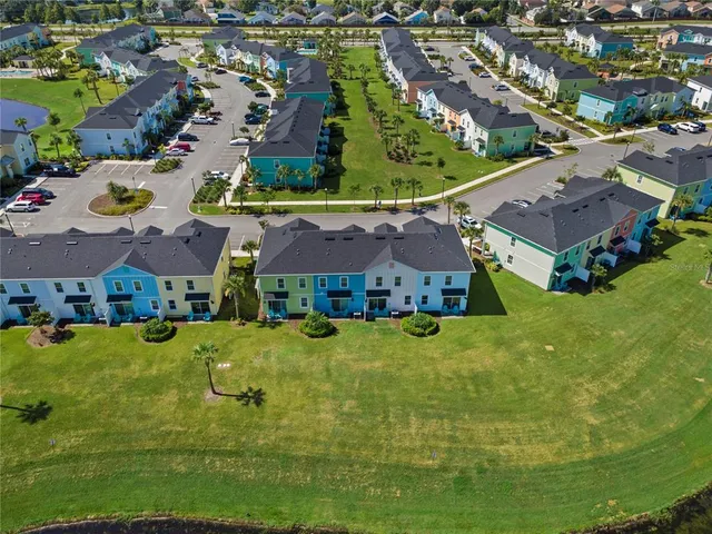 an aerial view of a city