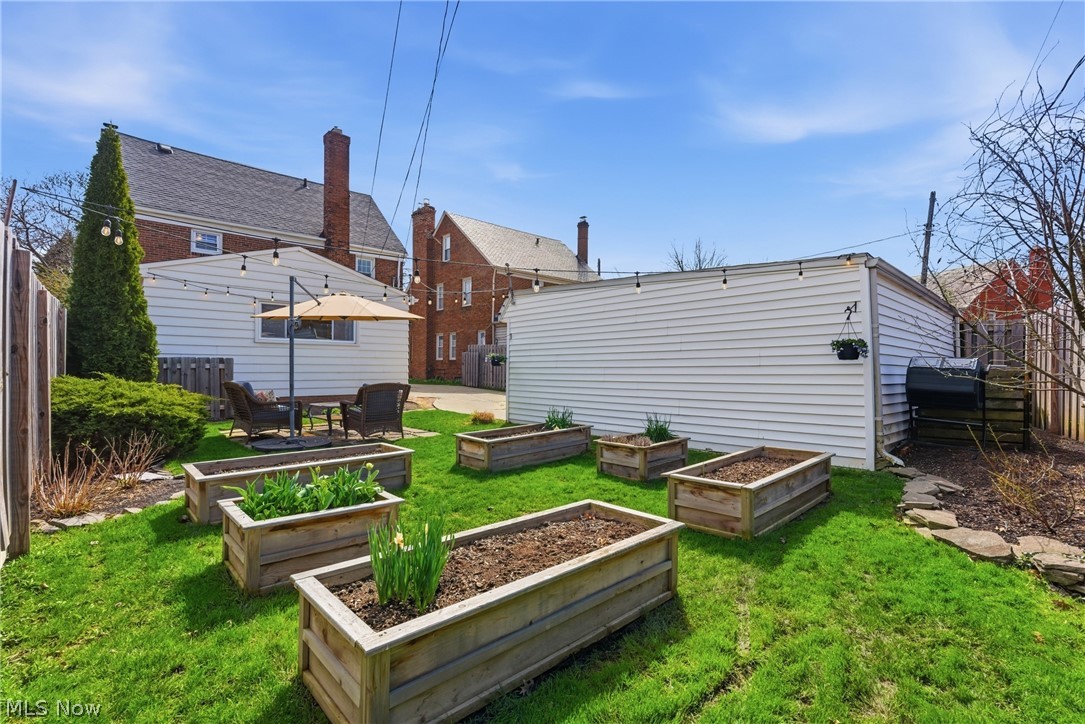 2552 Channing Road Cleveland, OH 44118 - Photo 28 of 33 Raised garden beds with blooming flowers.