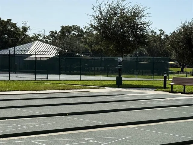 a view of a garden with an outdoor space