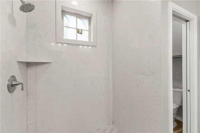 a bathroom with a window
