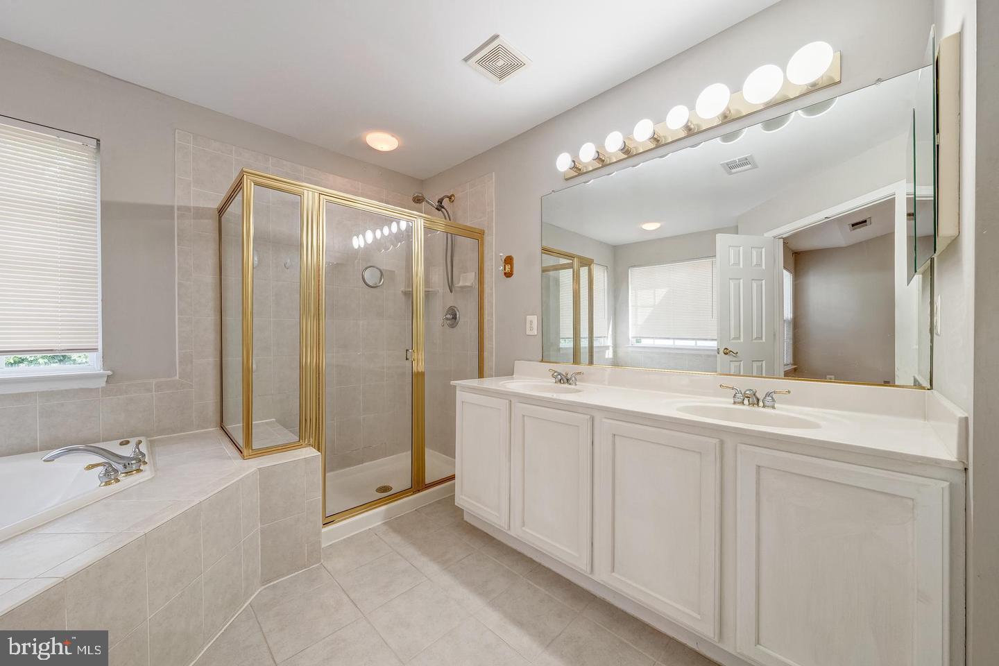 43122 Forest Edge Square Broadlands, VA 20148 - Photo 18 of 24 a spacious bathroom with a bathtub a double vanity sink and a mirror