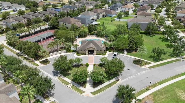 an aerial view of a house