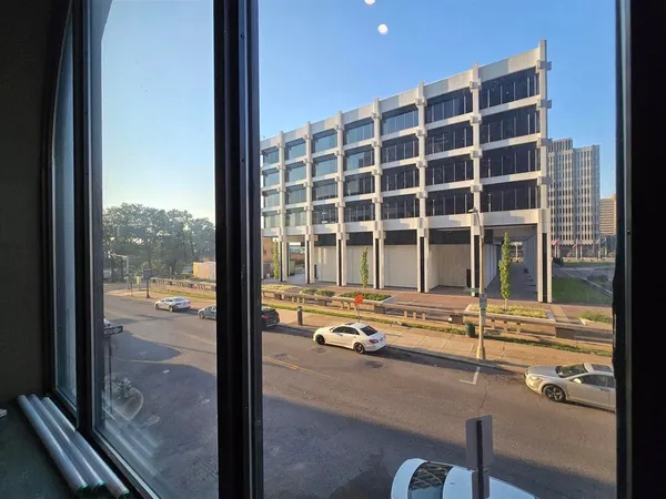 a view of a building from a window