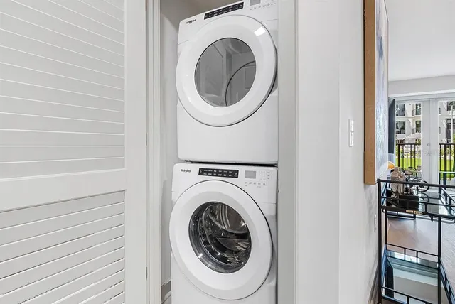 a utility room with dryer and washer