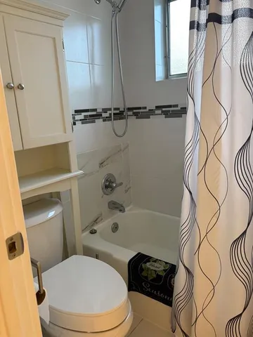 a bathroom with a toilet and a bathtub