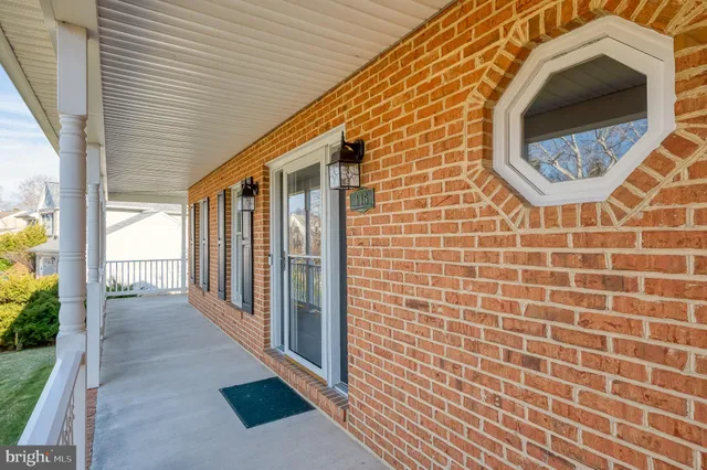 a view of a brick house with a door