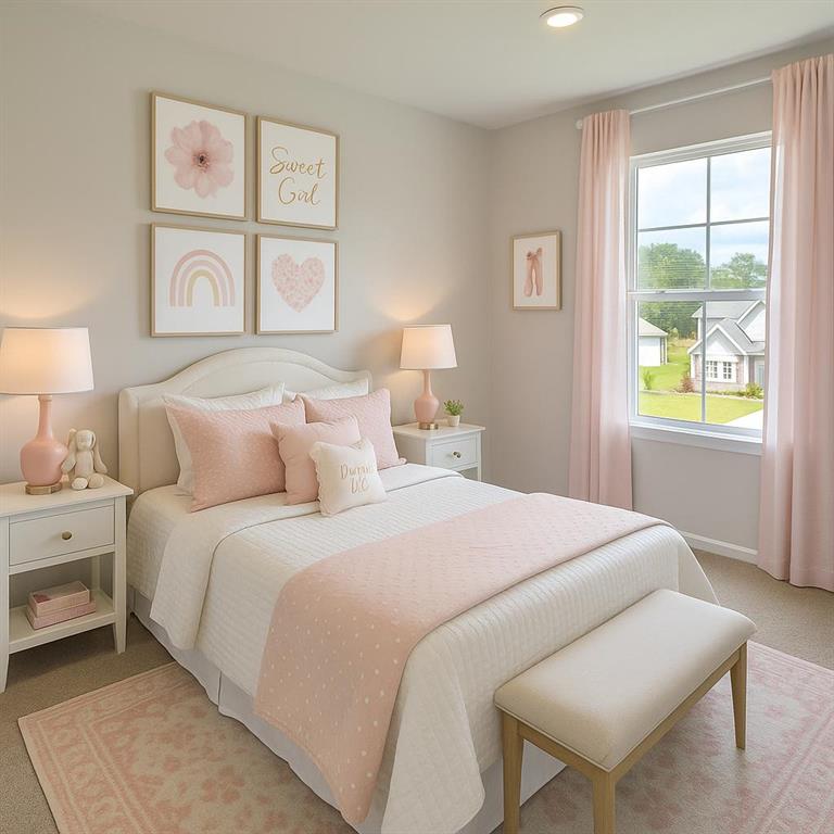 196 Sage Street Commerce, GA 30529 - Photo 11 of 15 a bedroom with a bed and a lamp on table