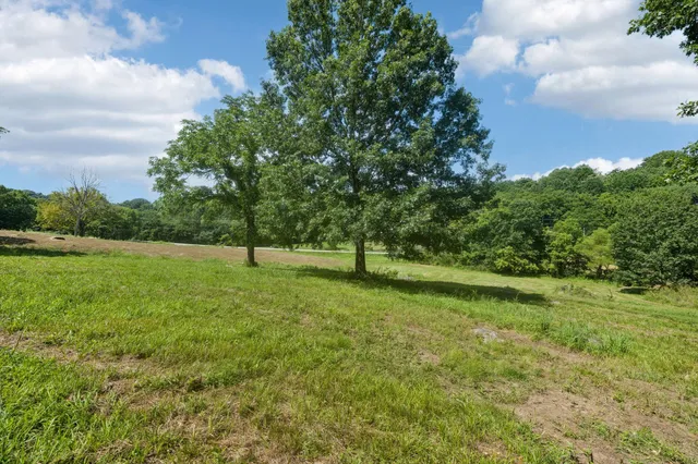 a view of a green field with wooden fence