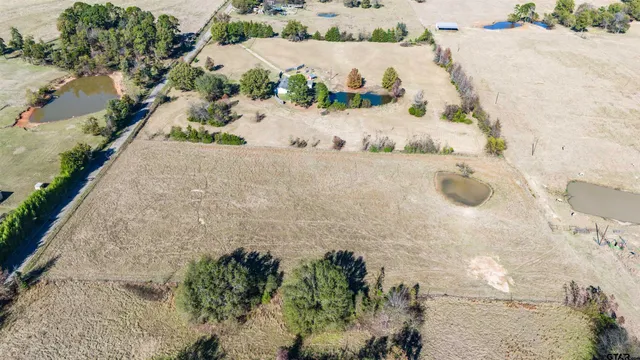 a view of a dry yard with wooden fence
