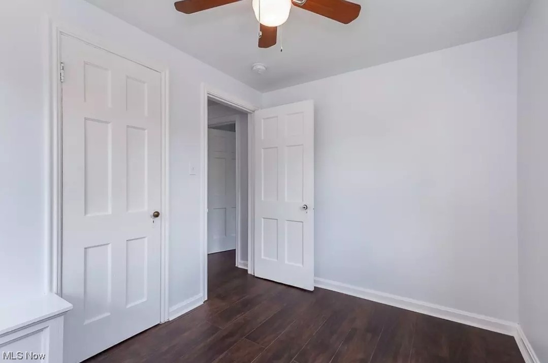 3688 Rolliston Road Cleveland, OH 44120 - Photo 27 of 44 Unfurnished bedroom featuring dark hardwood / wood-style flooring and ceiling fan