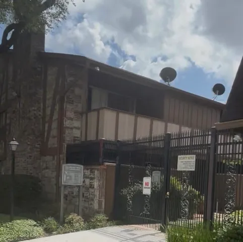 a front view of a building with street