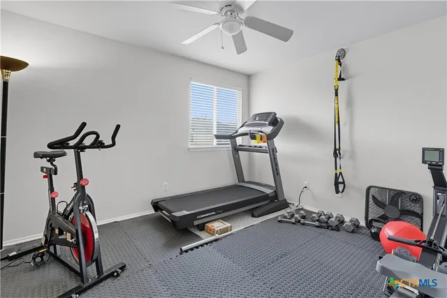 a room with gym equipment
