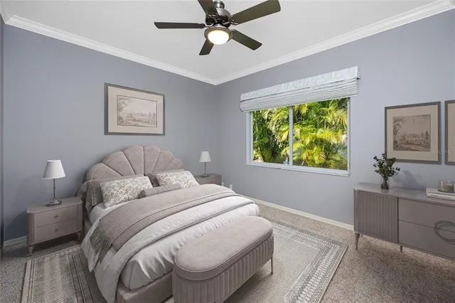 a view of a swimming pool with a lawn chairs under an umbrella
