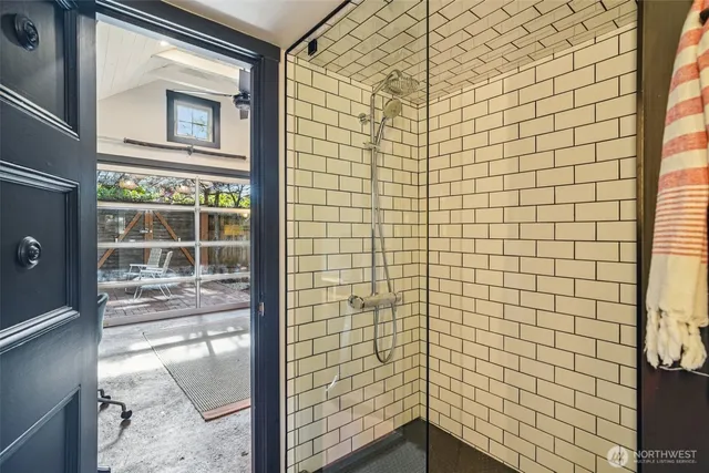 a bathroom with a shower