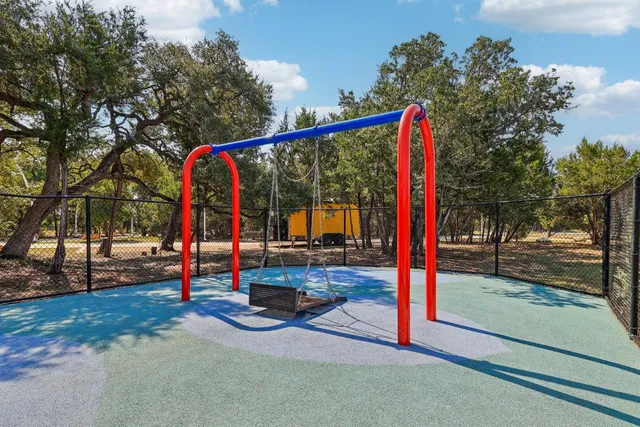 a view of a park with slide