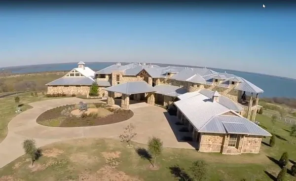 an aerial view of a house