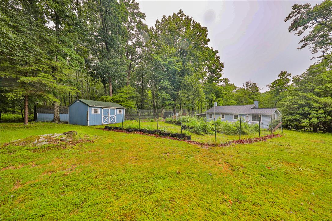 5599 Minks Pond Road Bushkill, PA 18324 - Photo 58 of 64 A tranquil haven with a detached storage shed, offering quiet privacy surrounded by mature trees.