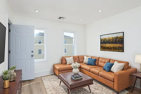 a living room with furniture
