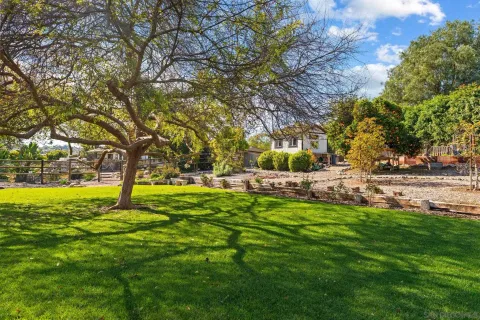 a backyard of a house with lots of green space