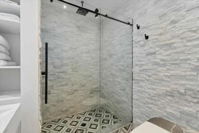 a bathroom with a shower
