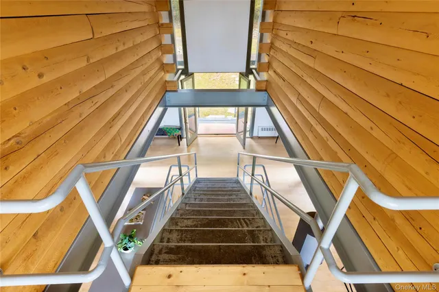 a view of a house with a small window