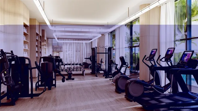 a view of a room with gym equipment