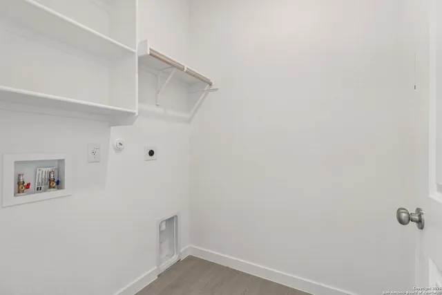 a view of small space with racks on the wall