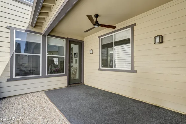 a view of a house with a large window