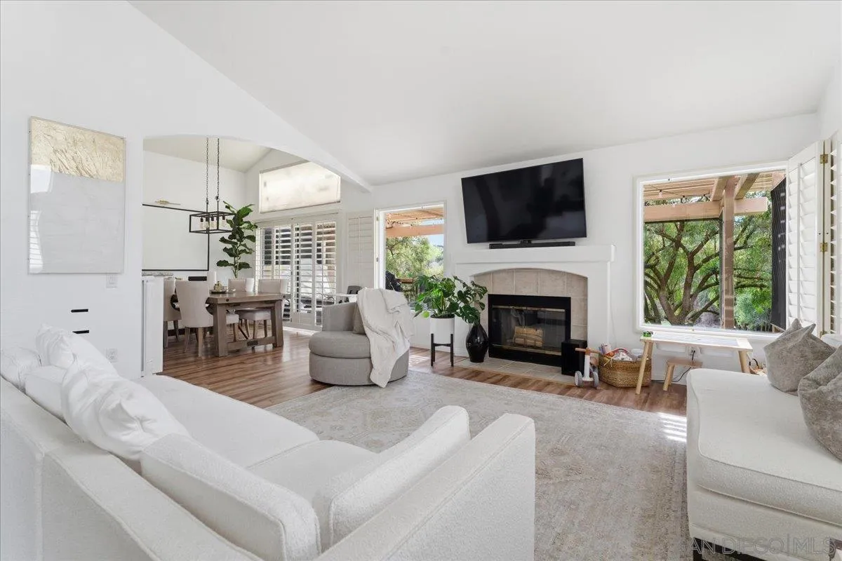 29585 Circle R Greens Drive Escondido, CA 92026 - Photo 1 of 40 a living room with furniture a fireplace and a flat screen tv