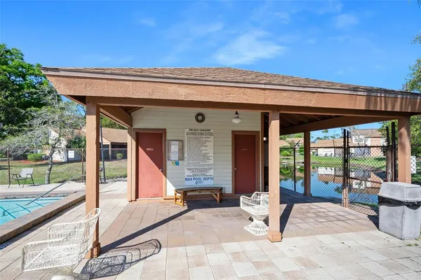 a view of a porch with patio