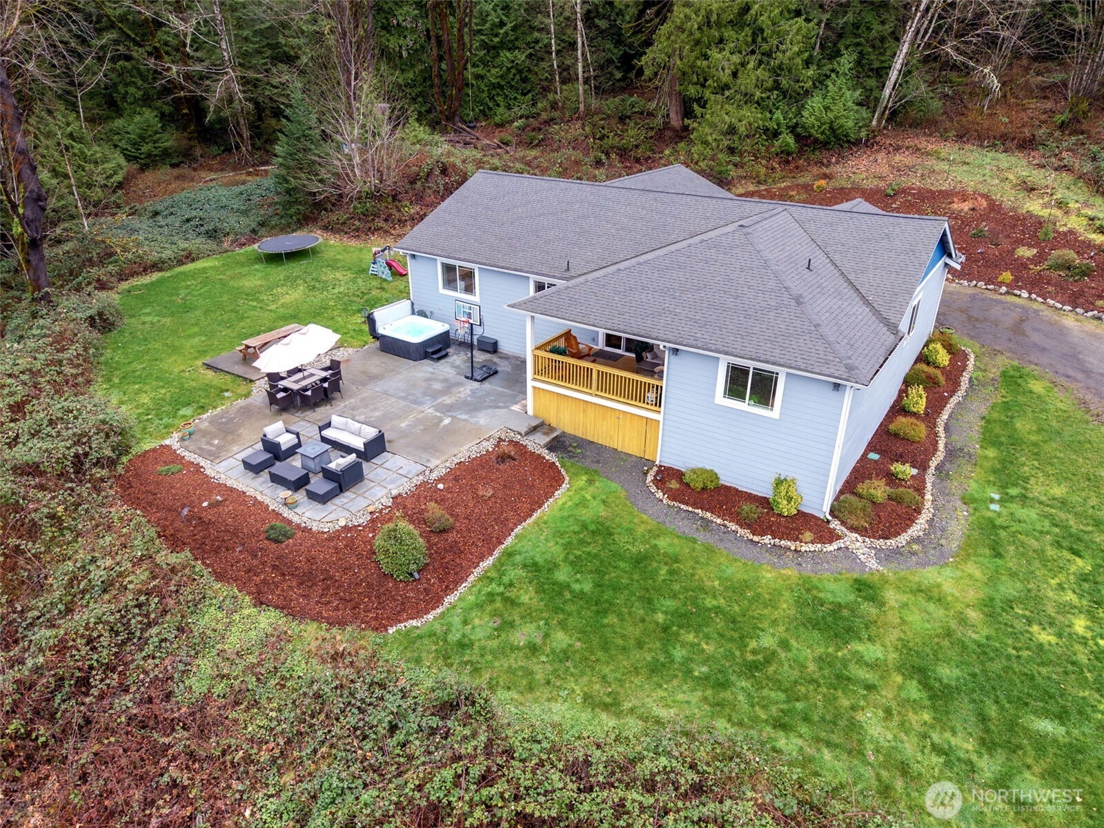 31 East Cove View Drive Belfair, WA 98528 - Photo 2 of 23 an aerial view of a house with swimming pool garden and patio