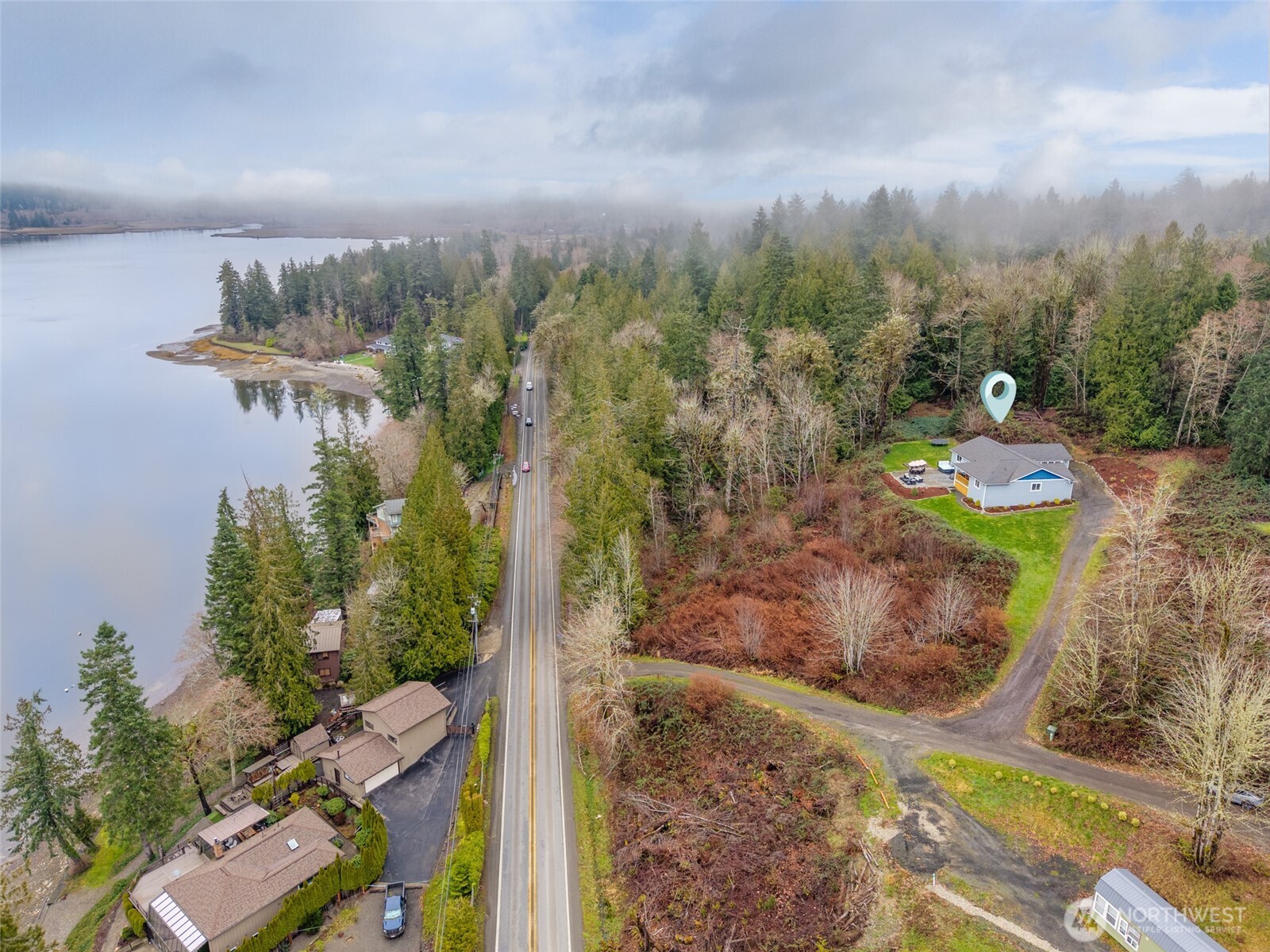 31 East Cove View Drive Belfair, WA 98528 - Photo 21 of 23 an aerial view of a house with a yard basket ball court