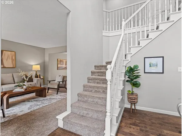 a living room with furniture
