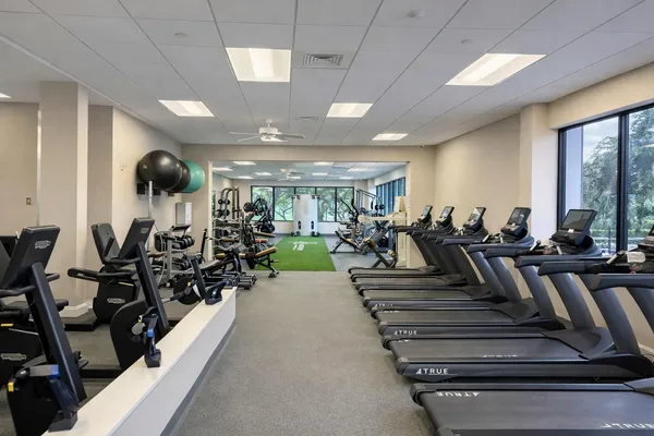 a view of a room with gym equipment