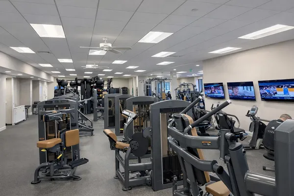 a view of a room with gym equipment