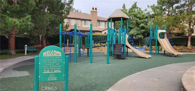 a view of a park with slide