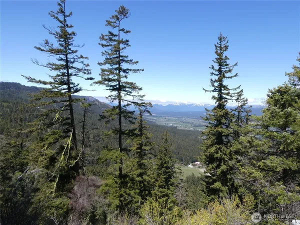a view of a lake with a mountain in the background