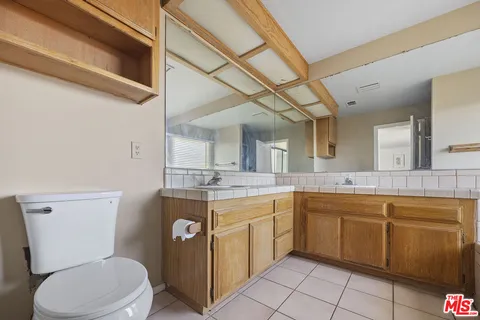 a bathroom with a toilet a sink and mirror