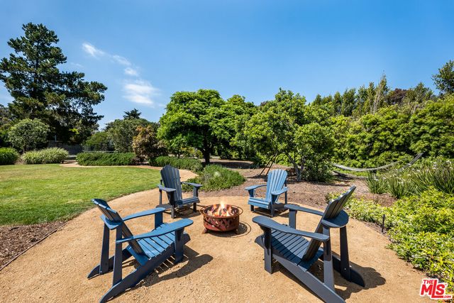 a view of a backyard with plants and lake view