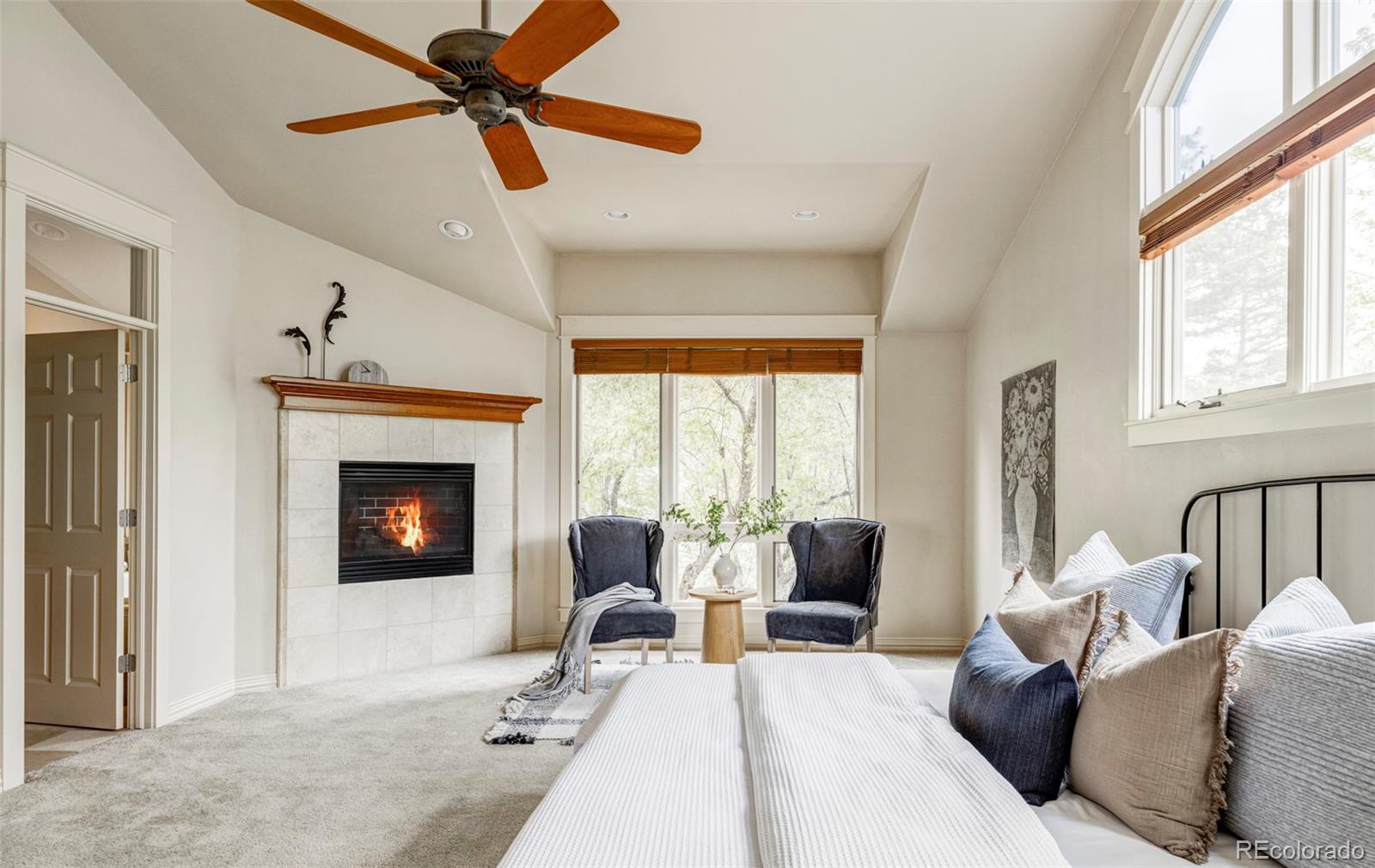 701 Leyden Street Denver, CO 80220 - Photo 28 of 42 a living room with furniture and a fireplace