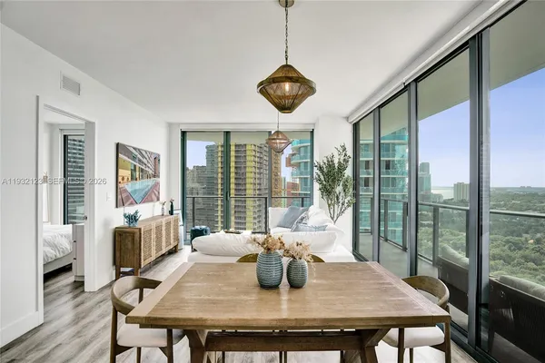 a view of a balcony with city view