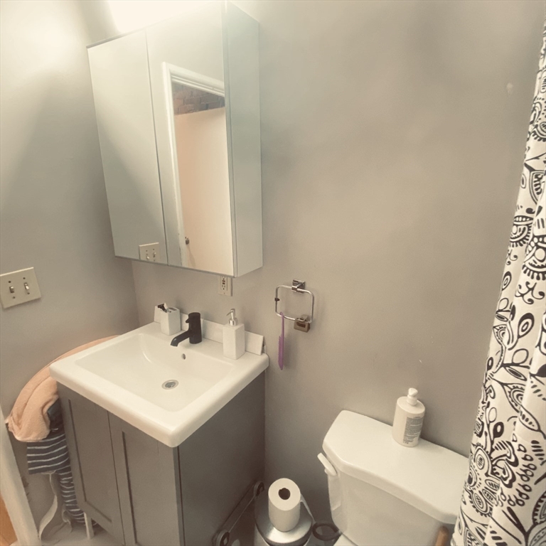 34 Hancock Street, Unit 1D Boston, MA 02114 - Photo 9 of 10 a bathroom with a sink a toilet and mirror