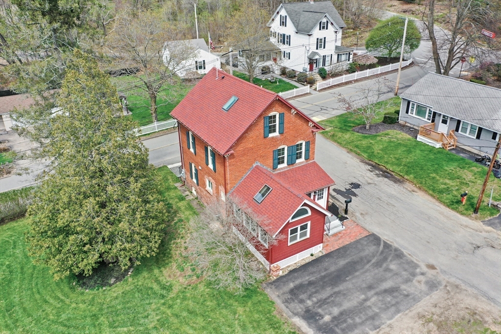 an aerial view of a house